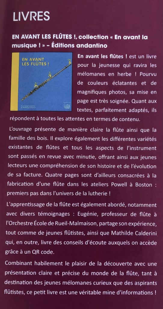 En avant les flûtes dans Traversières magazine